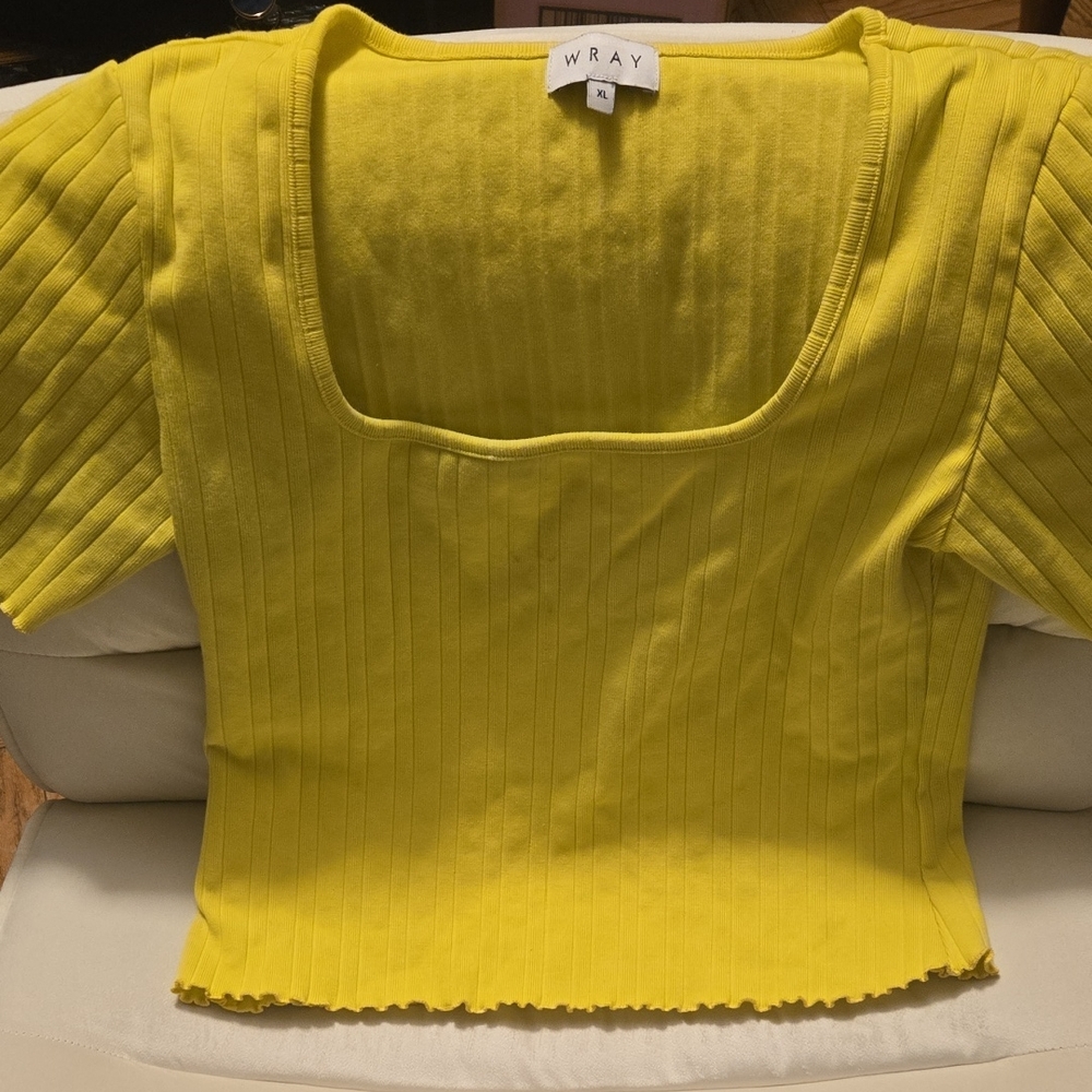 Wray Yellow Ribbed Crop Top